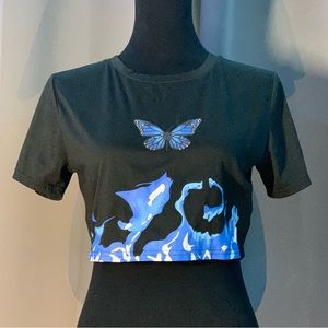 SHEIN butterfly crop top
